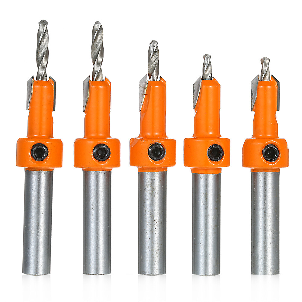 5 Cái Mũi Khoan Khoét Lỗ Vít Chế Biến Gỗ, Mũi Khoan Lỗ Gỗ Vát Cạnh Với Chìa Khóa Lục Giác