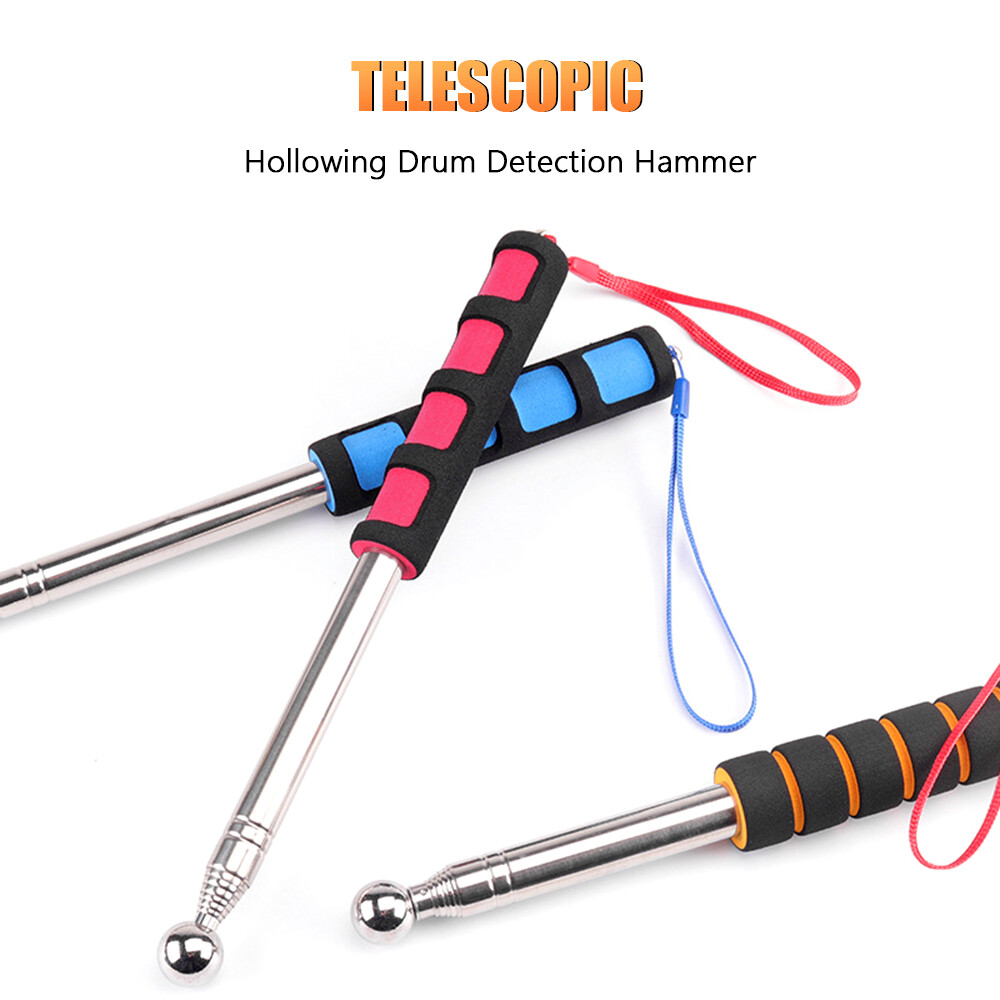 Telescopic Hollowing Drum Detection Hammer Tile Hollow Checker Thickened Adjustable Rod for House Decoration Inspection