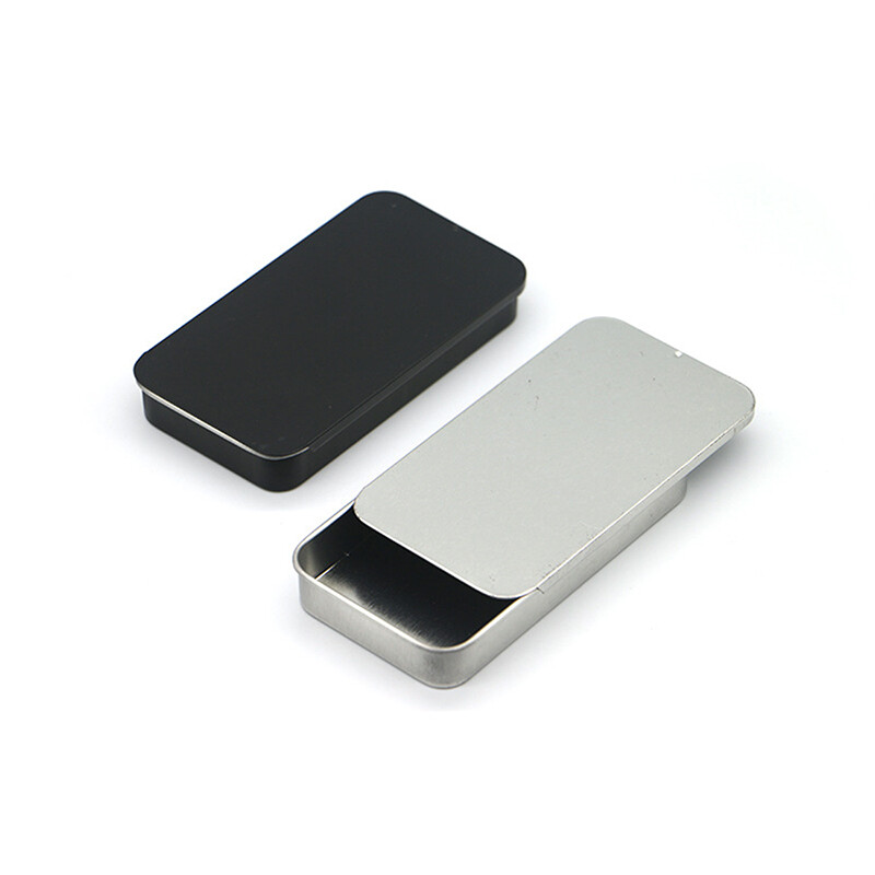 Ministar Metal Rectangular Empty Mini Tin Box Tinplate Push Candy Pill Cases Storage Box