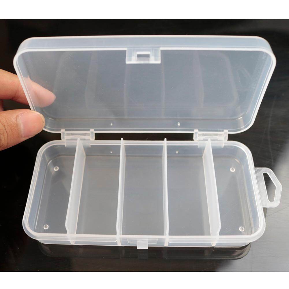 【Hot sale】Plastic 5 Compartments Fishing Tackle Box Fish Lure Hook Bait Storage Case