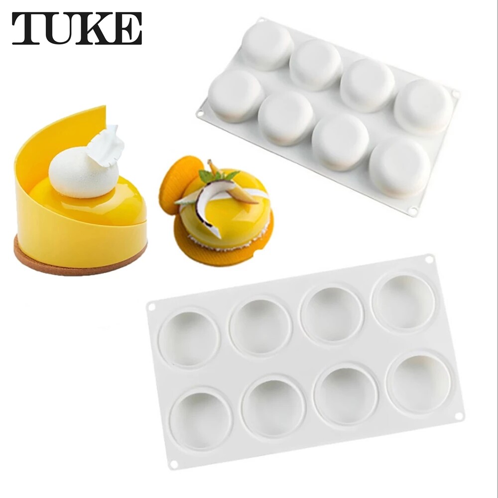 TUKE Oblate Shaped Silicone Mold Round Cake Mousse Mold Baking Tray Chocolate Dessert Baking Pan Cake Decorating Tools