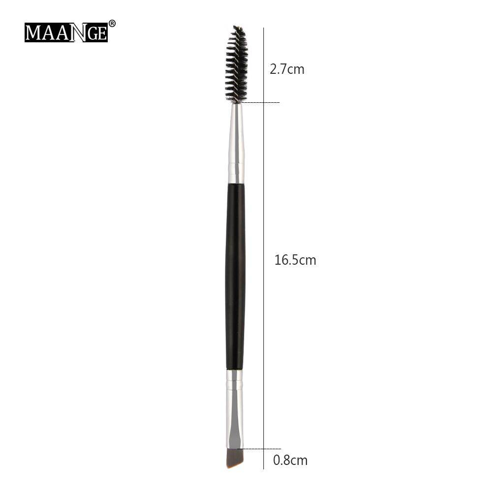 MAANGE 1 Chiếc 2 Đầu Trang Điểm Chân Mày Lược + Bàn Chải (Đen Bạc)