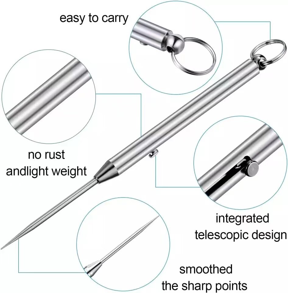 Titanium Alloy Fruit Pick Tooth Pick Gift Retractable Toothpick Portable High Strength