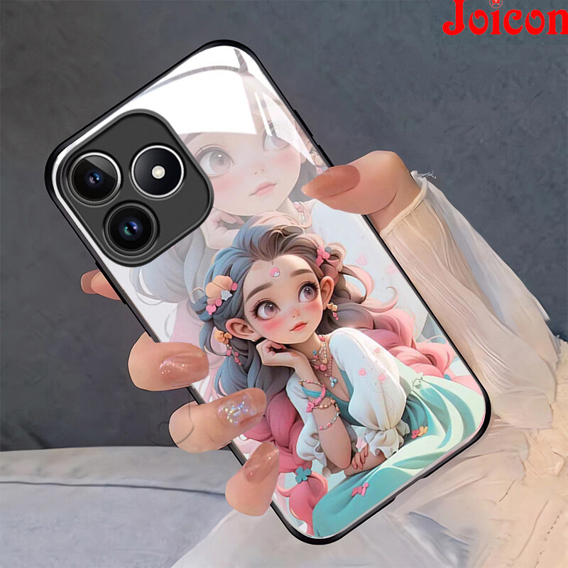 Phone Case For Realme C53 C51 Casing New Disney Runway Pattern Tempered Glass Hard Case Anti-scratch Anti-fignerprint Shockproof Case Cover