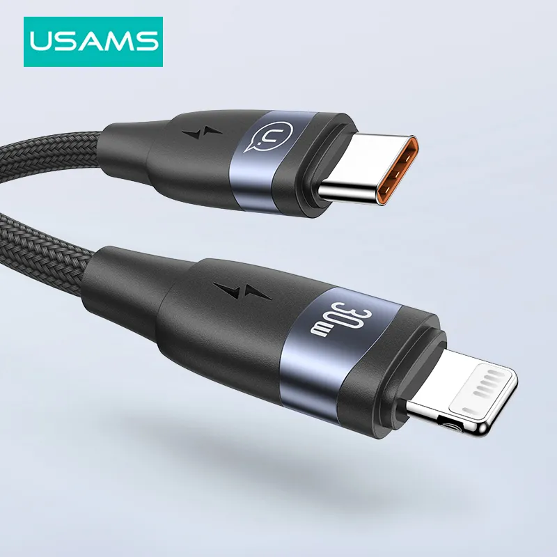 USAMS PD 30W Lightning Cable For iPhone Type C to Lightning PD Fast Charging Charger Cable for iPad Mini Laptop iPhone Cable