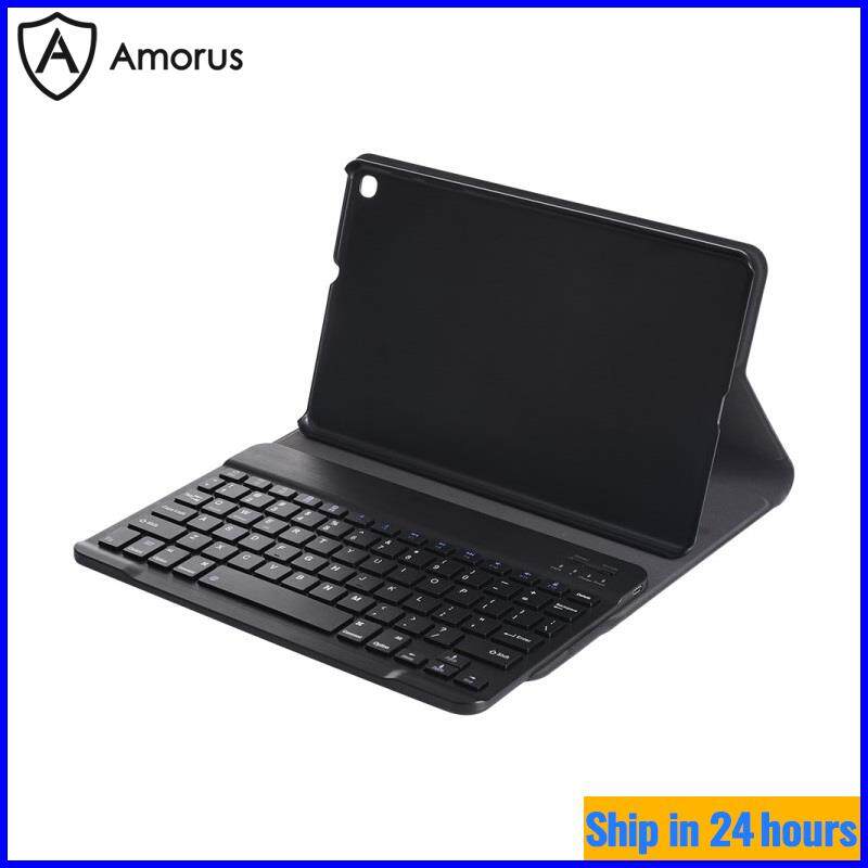 Amorus Bao Da Máy Tính Bảng Tự Động Hấp Thụ + Bàn Phím ABS Chải Cho Samsung Galaxy Tab A 10.1 (2019) SM-T515 / SM-T515