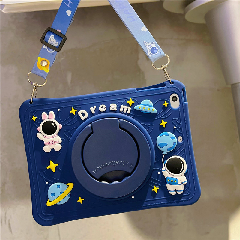 2022 new 360 degree rotatable stand tablet case cover for ipad 10.9 2022 10th 10.2 7th 8th 9th 9.7 5th 6th 2017 2018 gen / mini 1 2 3 4 5 6th/ air 1st 2nd 3rd 4th 5th gen 10.9 / pro 11-in 1st 2nd 3rd gen /pro 10.5 9.7-in cartoon astronaut rabbit tablet ca