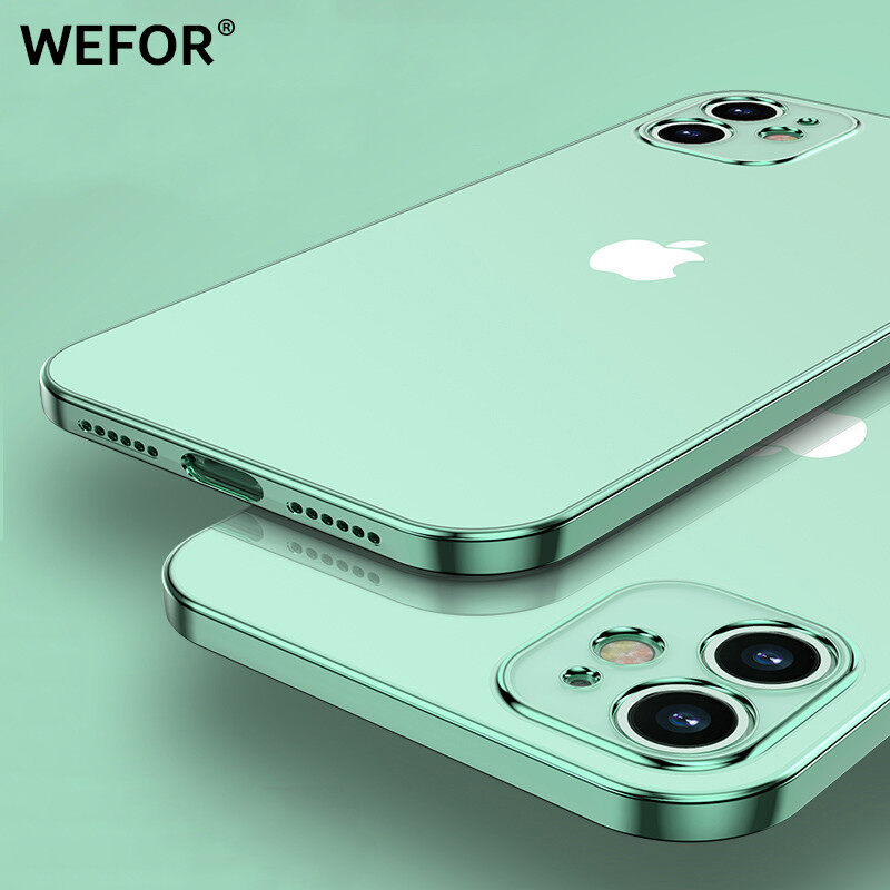 Ốp Điện Thoại Di Động Mạ Điện Góc Vuông Trong Suốt, Ốp Điện Thoại Mềm Cho Apple IPhone 12 Mini Pro Max 11 Pro Max To 6S 7 8 Plus, Ốp Lưng TPU Bảo Vệ Toàn Bộ Ống Kính