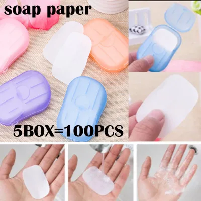 100Pcs/Box Travel Soap Paper Washing Hand Bath Clean Scented Slice Sheets Portable Mini Foaming Paper Soap Pocket Soap Paper