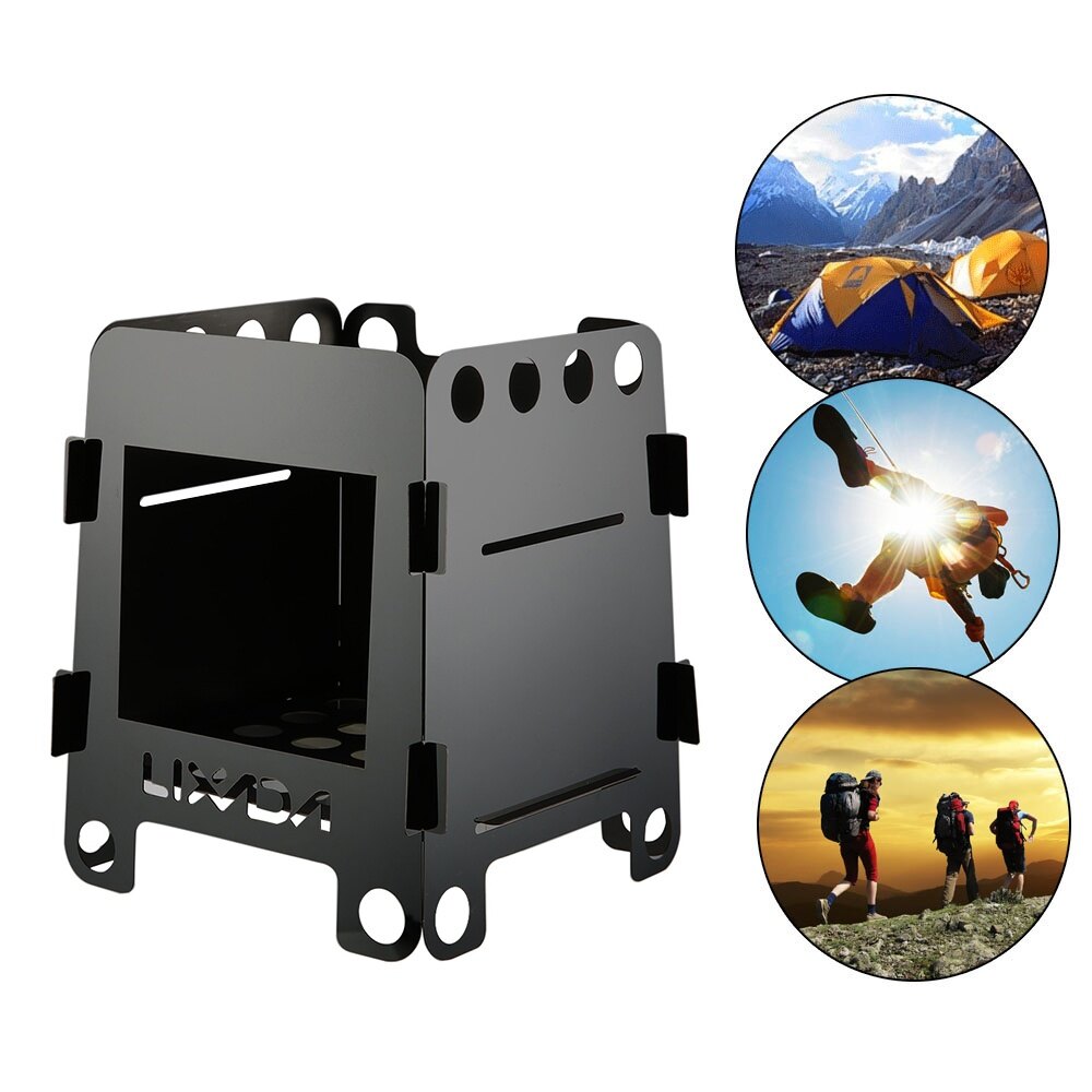 Lixada Outdoor Lightweight Portable Camping Picnic Al-cohol Wood Stove with Storage Bag