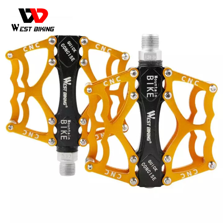 WEST BIKING 3 Bearings Gold Ultralight Aluminum Mountain Road BIke Bicycle Bearing Pedals To Bike MTB Bicicleta Ciclismo Cycling pedals