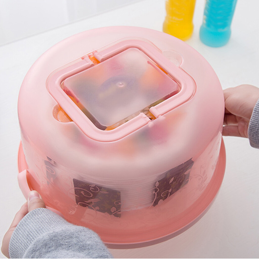 Blesiya Plastic Cake Box Round Cake Storage Carrier Container Lockable Lid