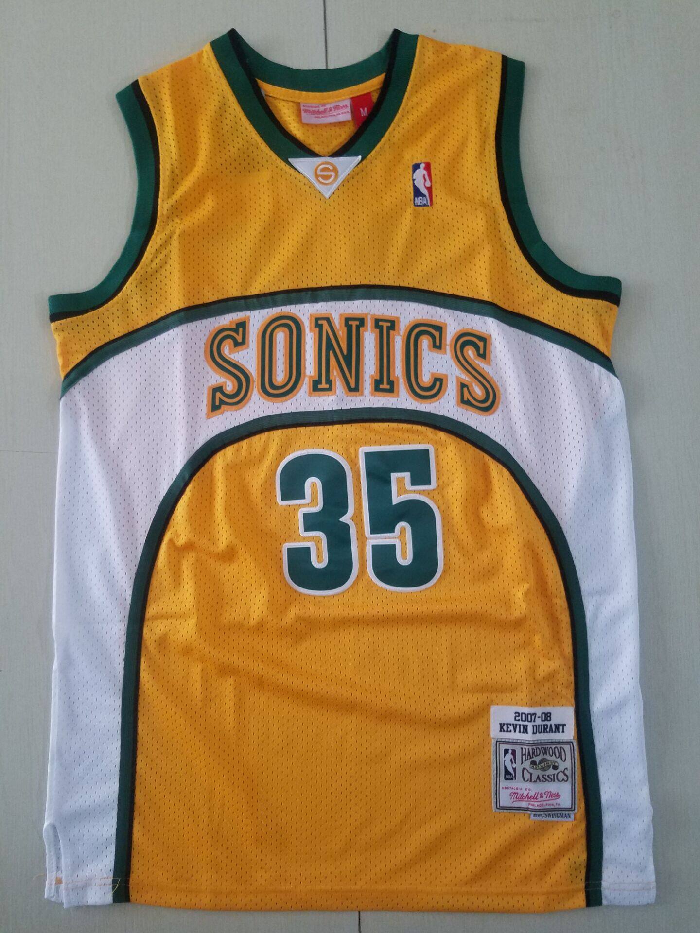 Mens Kevin Durant Seattle SuperSonics Mitchell & Ness 2007-08 Hardwood Classics Gold/White Jersey