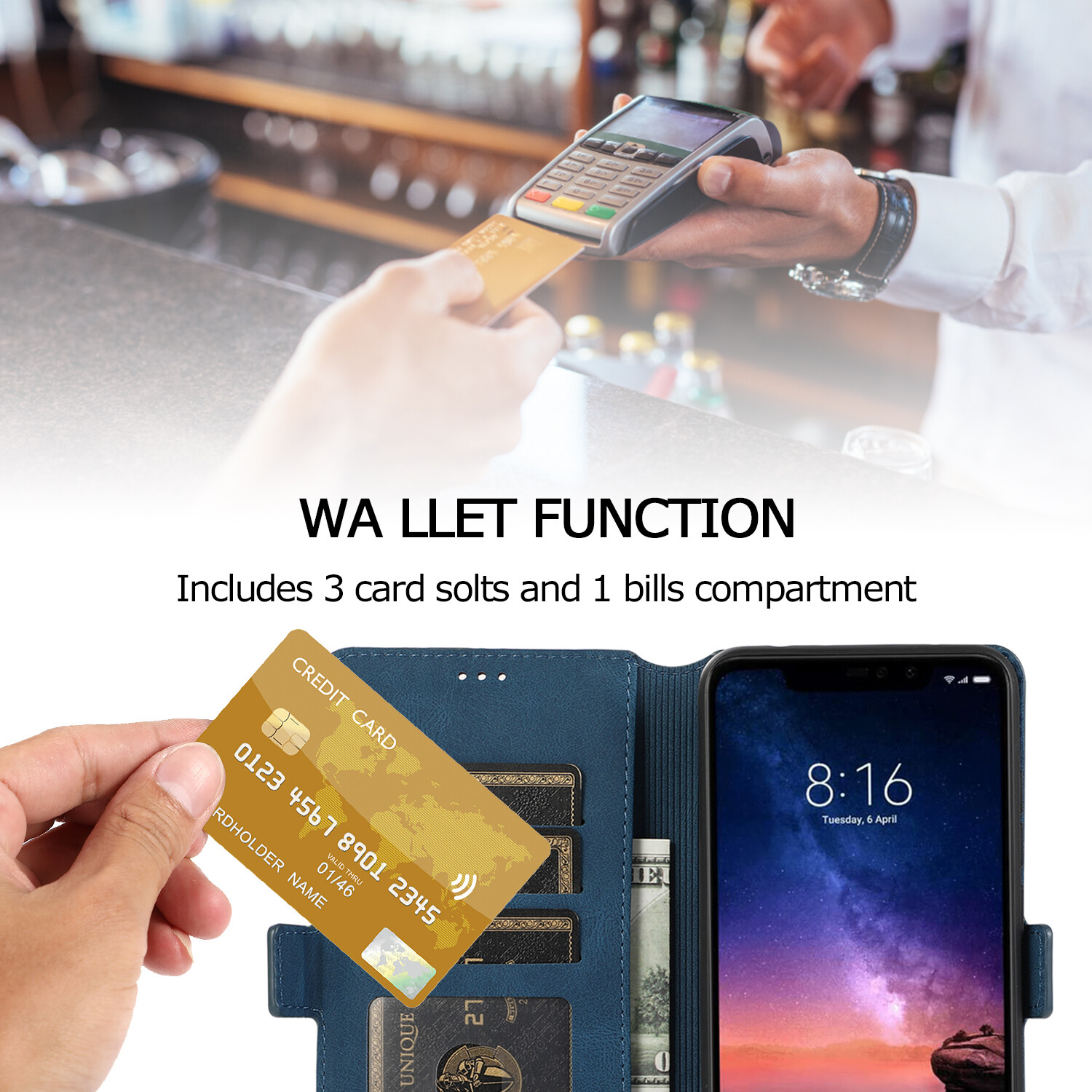 For Xiaomi Redmi Note 5 5 Pro/Redmi Note 6 6 Pro/Redmi Note 7 7 Pro Leather Flip Wallet Case Magnetic Closing Clasp Stand Card Slots Cover Casing
