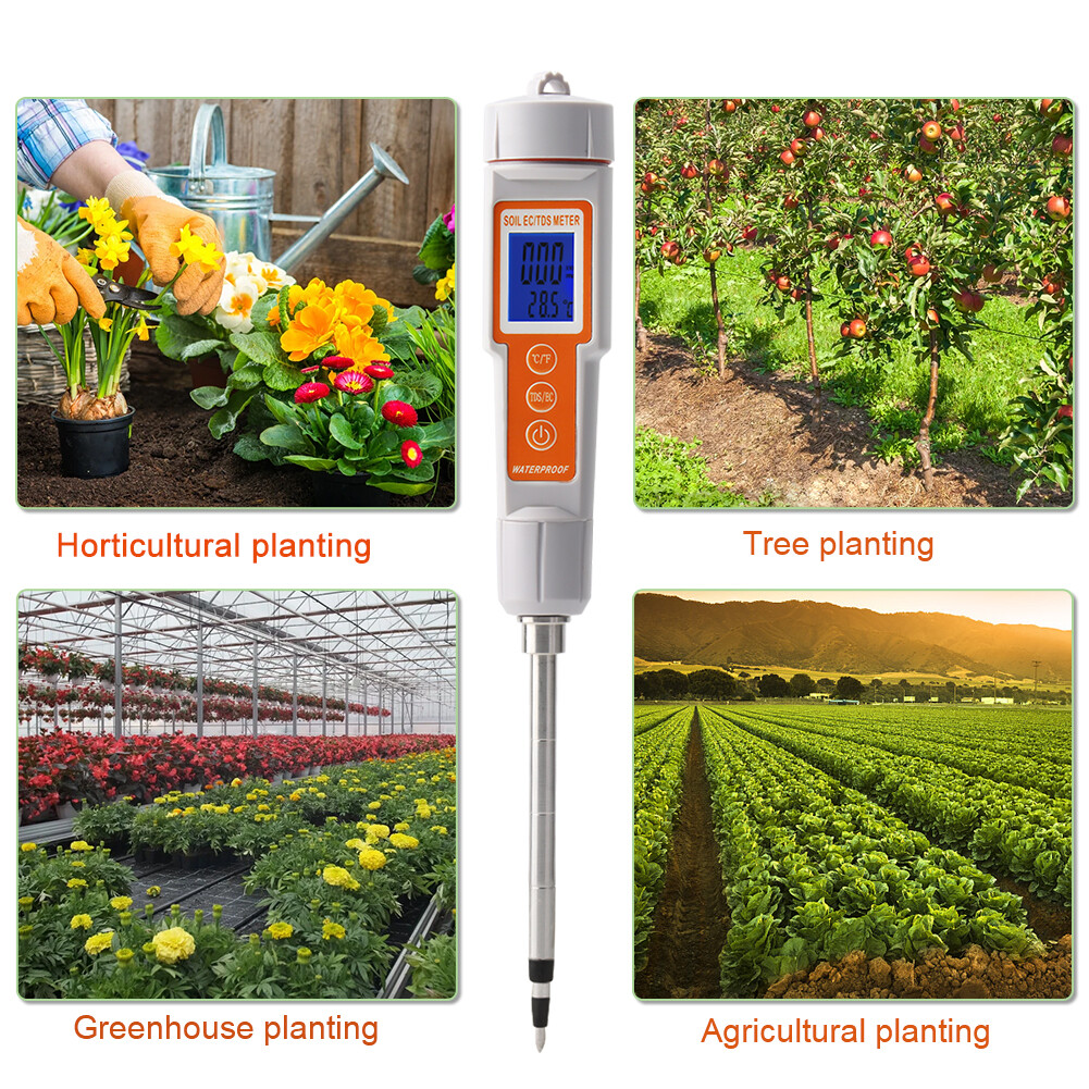 RCYAGO Dụng Cụ Kiểm Tra Đất 3 Trong 1 Kỹ Thuật Số Máy Đo Đất TDS/EC/Temp Máy Đo EC Máy Đo TDS Đất Bộ Điều Nhiệt Phân Ủ Nhiệt Độ Cho Đất Bộ Dụng Cụ Làm Vườn Cây