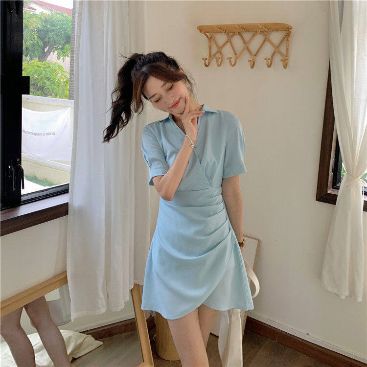 IELGY Đầm Trắng Eo Cao Mỏng Phong Cách Pháp Cho Nữ