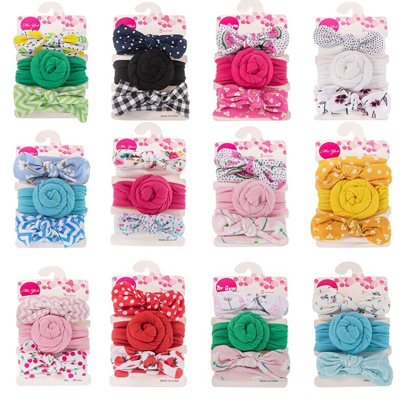 【HOT】 3Pcs/Set Solid Color SoftElastic Baby Headband BowsNewbornHeadbandsAccessoriesHaarband