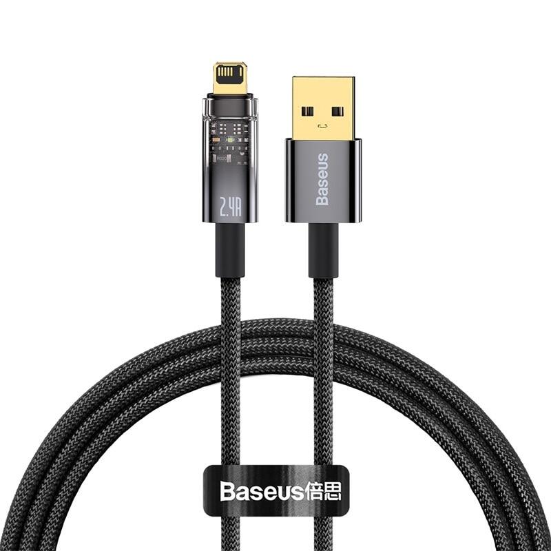 Baseus cáp usb sang lightning 2.4a cho iphone 13 12 11 pro max mini xs plus 2.4a tự động tắt nguồn dây sạc nhanh cho ipad cáp sạc iphone