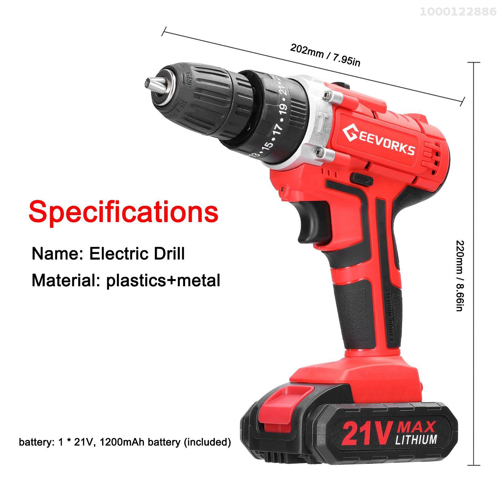 KKmoon Household Multifuctional 21V Electric Drill 3 Working Modes 2 Speed Control Stepless Speed Regulation Rotation Ways Adjustment 25 Gears of Torques Adjustable Lithium Screwdriver