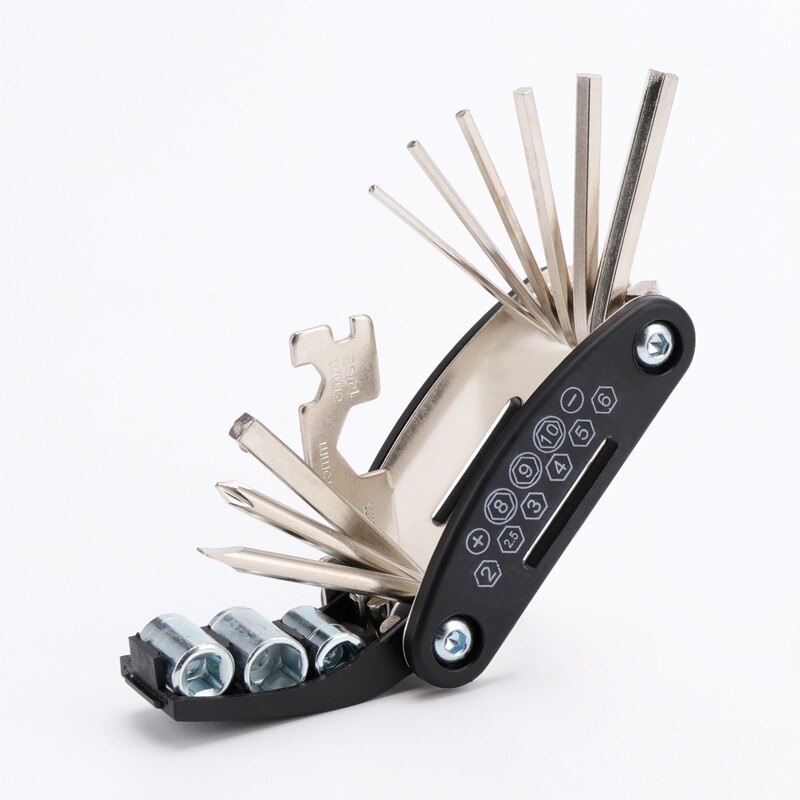 15 In 1 Multi Usage Bicycle Repair Tools Kit Hex Wrench Nut Tire Repair Key Screwdriver Socket Extension Rod Tool