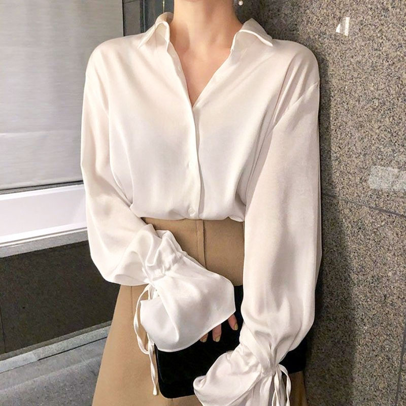 CHICCHIC Áo sơ mi thời trang nữ tay áo loe áo sơ mi