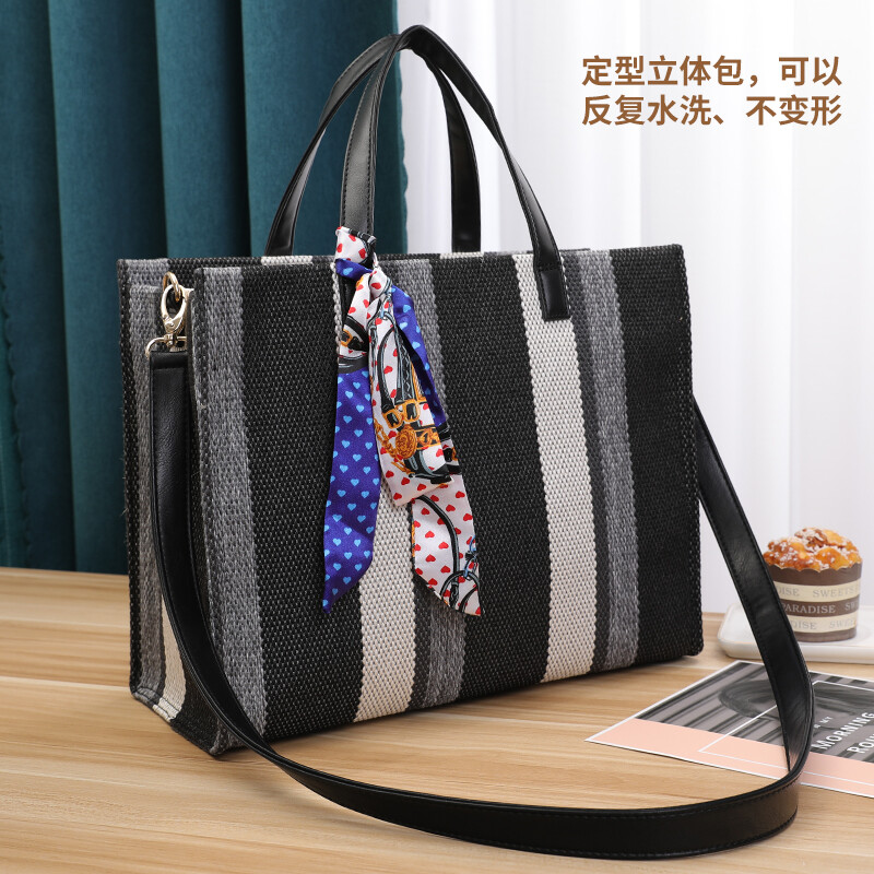 College student class handheld canvas commuting one shoulder crossbody large capacity notebook A4 teacher briefcase
