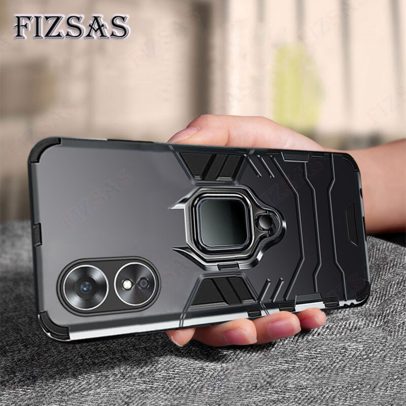For OPPO A17 A17K Phone Case Luxury Super Anti-fall Magnetic Ring Bracket Stand Armor Shockproof Trendy Back Cover Casing