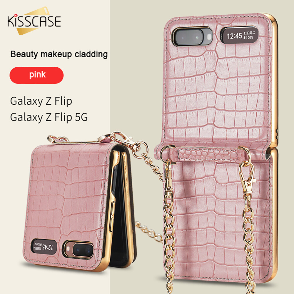 Kisscase for samsung z flip 3 case luxury fold phone case with chain strap shockproof cover for samsung galaxy z flip 3 case z flip 3 z flip case