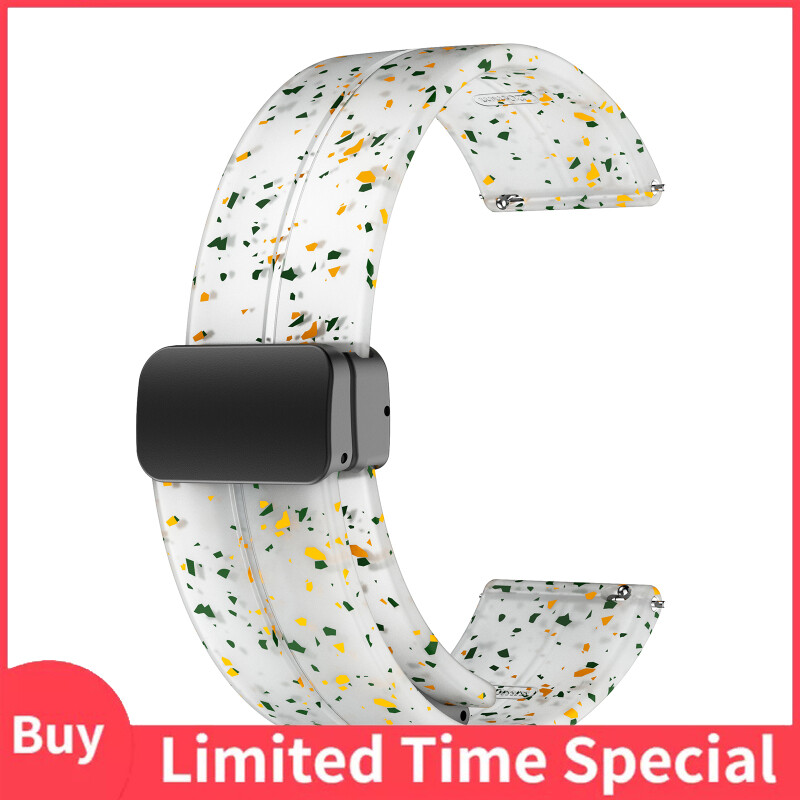 22mm/20mm Strap Watch Band Replacement Quick Release Magnetic Folding Buckle Universal Silicone Watch Strap