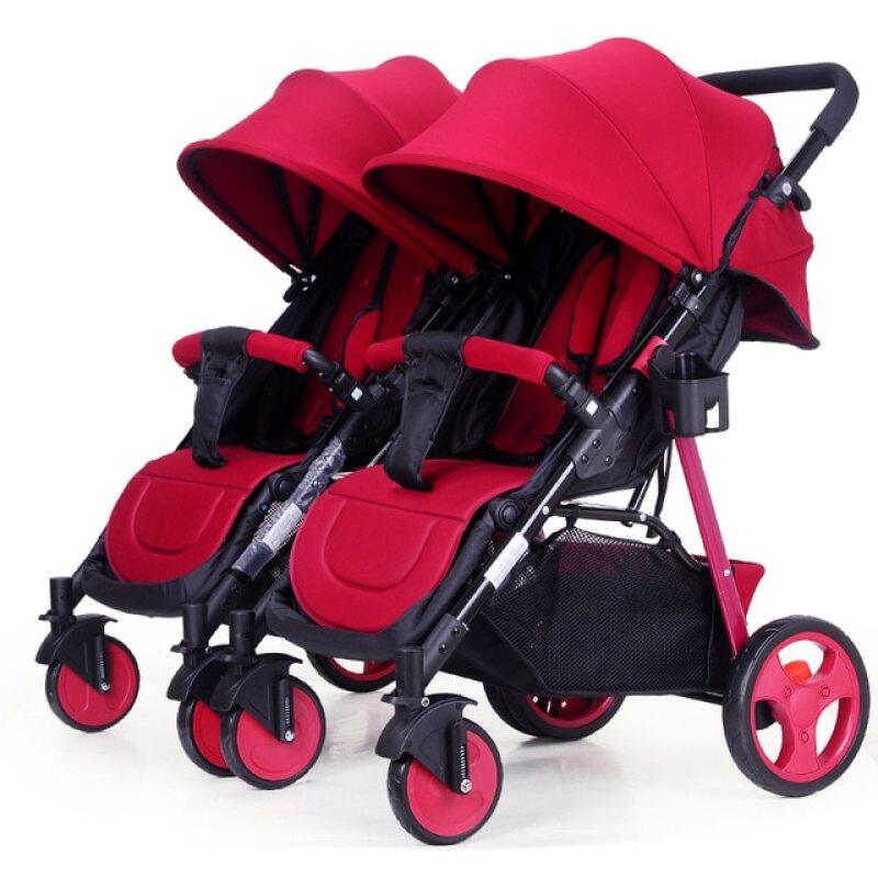 Twins Baby Stroller 2 In 1 Umbrella Multiple Stroller Baby Cart Can Be Divided Can Sit Flat Lying Double Baby Stroller 0-3Y Singapore
