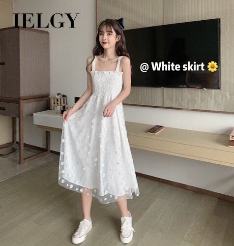 IELGY Đầm Dây Hoa Cúc Trắng Cho Nữ