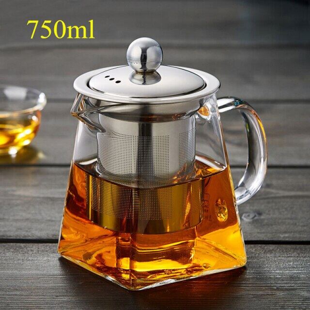 Teapot with Infuser XAGOO Glass Teapot 400ml Borosilicate Glass Tea Pots Tea Strainer for Loose Leaf Tea 