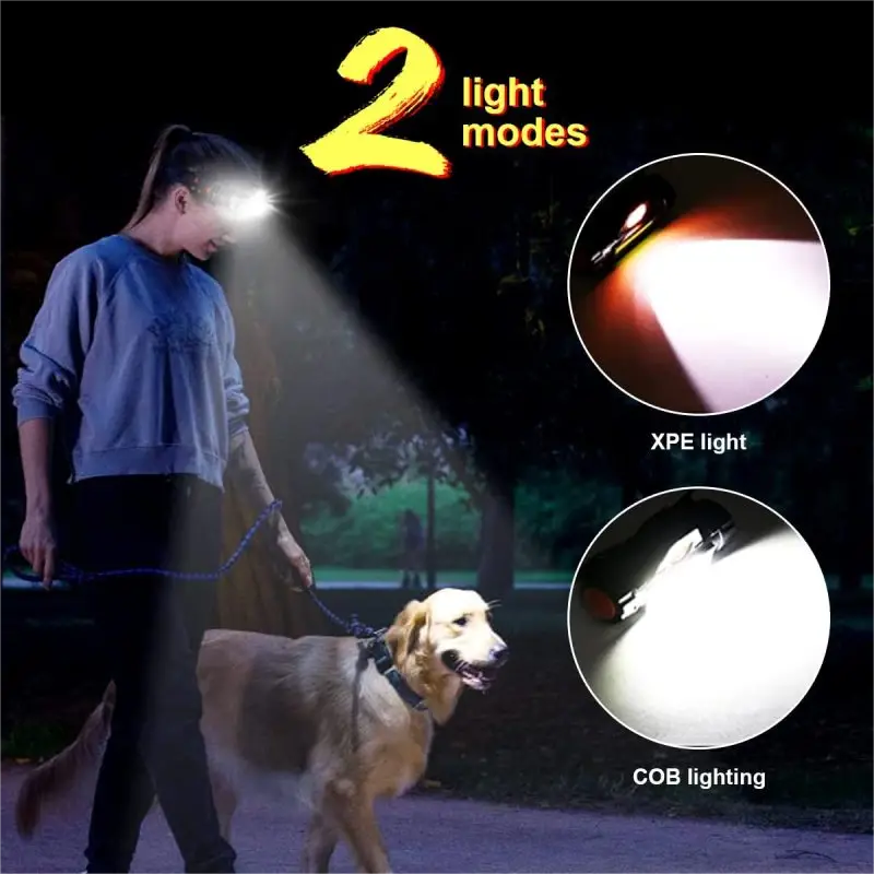 XPE Spotlight COB Floodlight Rechargeable Head Flashlight w/ Magnet IPX4 Waterproof USB Fast Charging 90° Adjustable for Outdoor Fishing  Camping