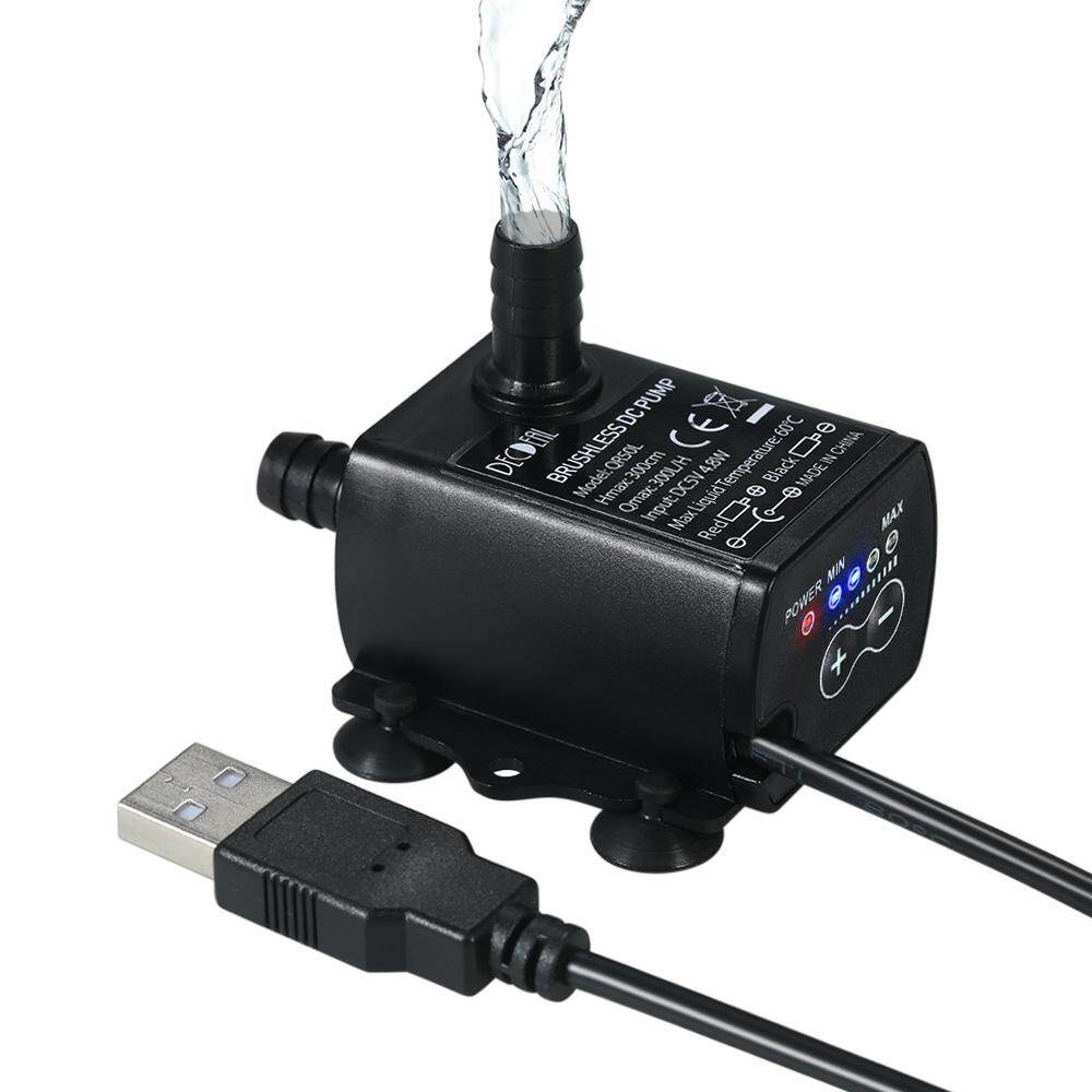 Decdeal Ultra-quiet Mini USB DC5V 4.8W 300L/H Lift 300cm Brushless Water Pump Waterproof Submersible Fountain with Flow Adjustment Function
