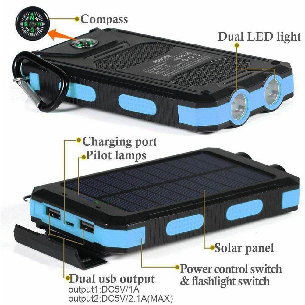 Dual USB DIY Solar Power Bank Case Kits Battery Charger External Box Flashlight