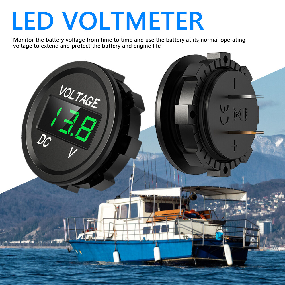 D1 Xe Máy Xe 12-24V Bảng Điều Khiển Kỹ Thuật Số Vôn Kế Màn Hình LED Vôn Kế