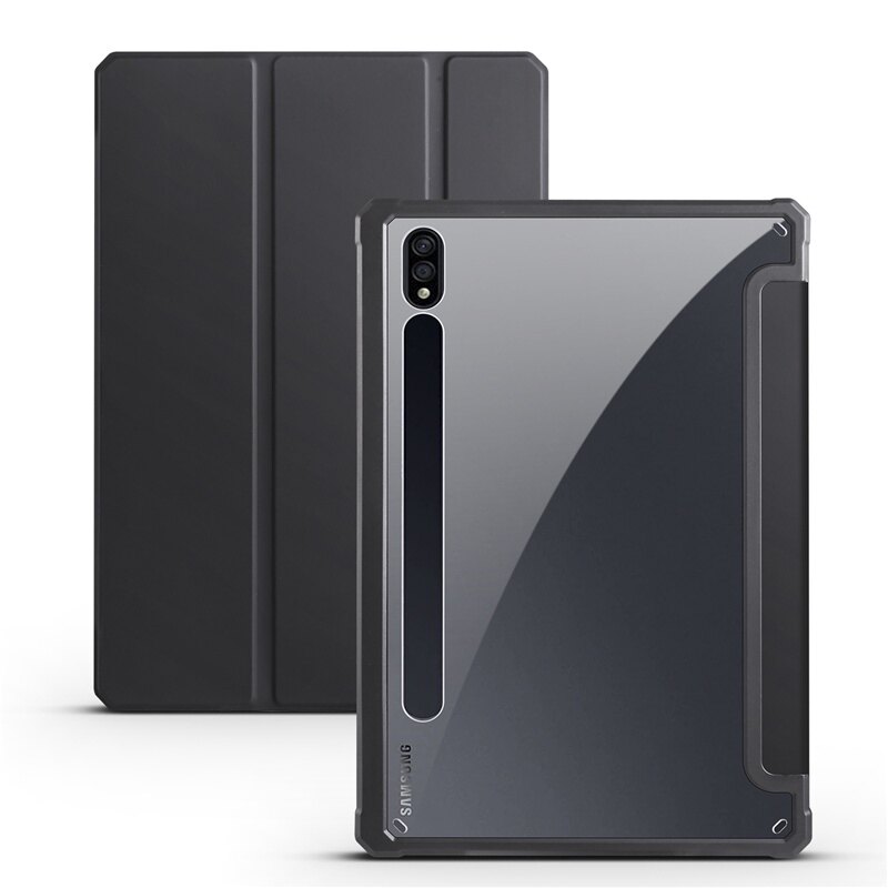 For samsung galaxy tab s8 s7 plus fe 12.4 inch tablet case transparent back cover for tab s7 s8 11 inch case with pencil holder