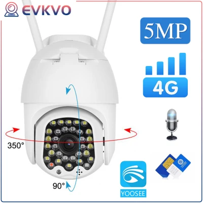 EVKVO YOOSEE APP CCTV 3G 4G Sim Card Wireless Outdoor PTZ IP Camera 5MP UHD Security Outdoor Surveillance Two Way Audio