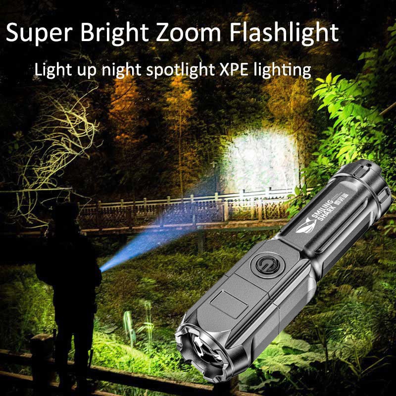Đèn Pin Siêu Sáng Đèn Pin Led Tập Trung Ánh Sáng Mạnh ABS Đèn Pin Đa Năng Ngoài Trời Lực Lượng Xenon Phóng To Có Thể Sạc Lại A15