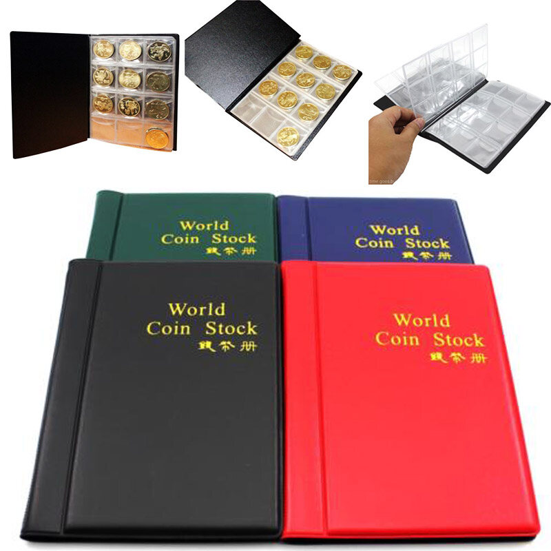 BOKALI 1PCS 10 Pages 120 Coin Collection Holder World Money Coin Storage Pockets Album Book (Random color）