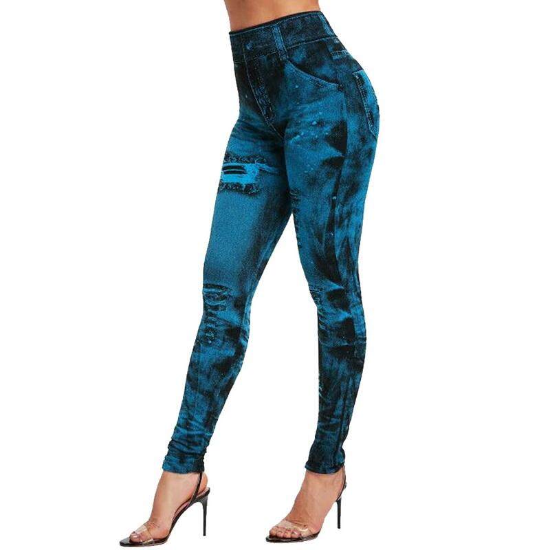 Adisputent Quần Legging Giả Jean Cạp Cao Quần Bút Chì Ôm Sát Ngoại Cỡ 3XL Không Đường May Co Giãn Dáng Ôm Quần Legging Chạy Bộ Tập Luyện Cho Nữ