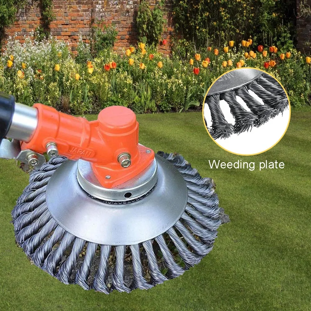 เครื่องตัดหญ้า Head Twist Knot Brush, เครื่องตัดหญ้า Grass Trimmer Head Twist Knot Brush, Lawn Mower Steel Wire Wheel Brush Disc, Garden Tools For Replacing The Head Of A Lawn Mow
