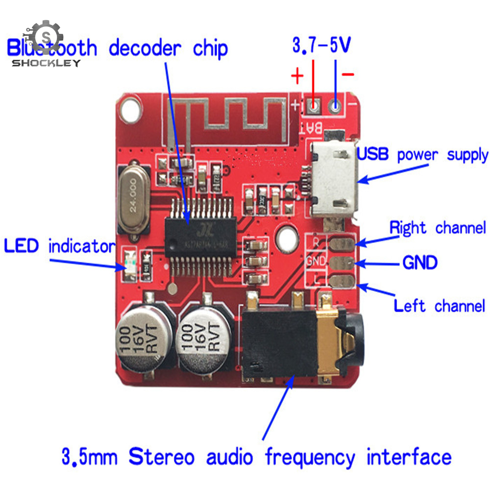 Shockley VHM-314 3.7~5V Mini Bluetooth 5.0 Audio Decoder Board Receiver BT5.0 PRO MP3 Lossless Wireless Stereo Music Amplifier with Module