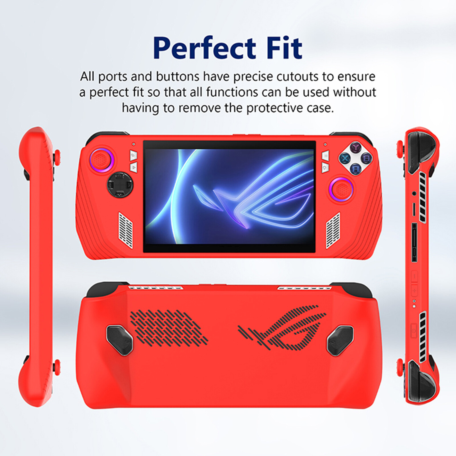 Full Wrap Silicone Protective Cover Accessories + Button Caps for ASUS ROG Ally Handheld Game Console
