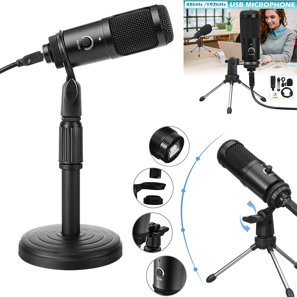 USB Microphone Recording Condenser Microphone with Foldable Tripod Stan for Laptop MAC/Windows/Linux/ PS4, Home Studio Recording Vocals, Voice Overs,Streaming Broadcast and YouTube