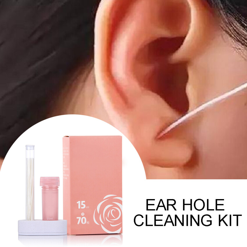 70-piece perforated ear cleaning kit Herb Solution paper dental floss pierced ear care tool kit disposable earring hole cleaner
