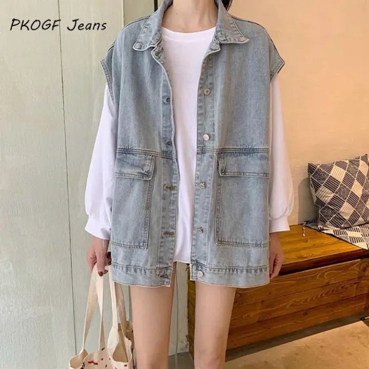 sleeveless loose denim coat