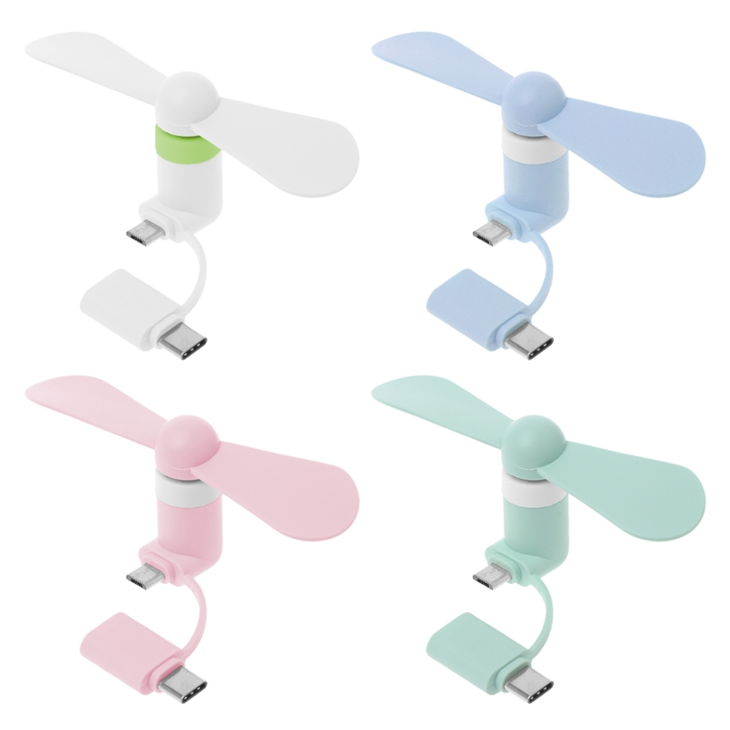 Quạt Làm Mát Di Động 2 Trong 1 Quạt Làm Mát Cầm Tay Type-C Quạt USB Mini Quạt Điện Thoại Di Động Cho Điện Thoại Android Micro USB