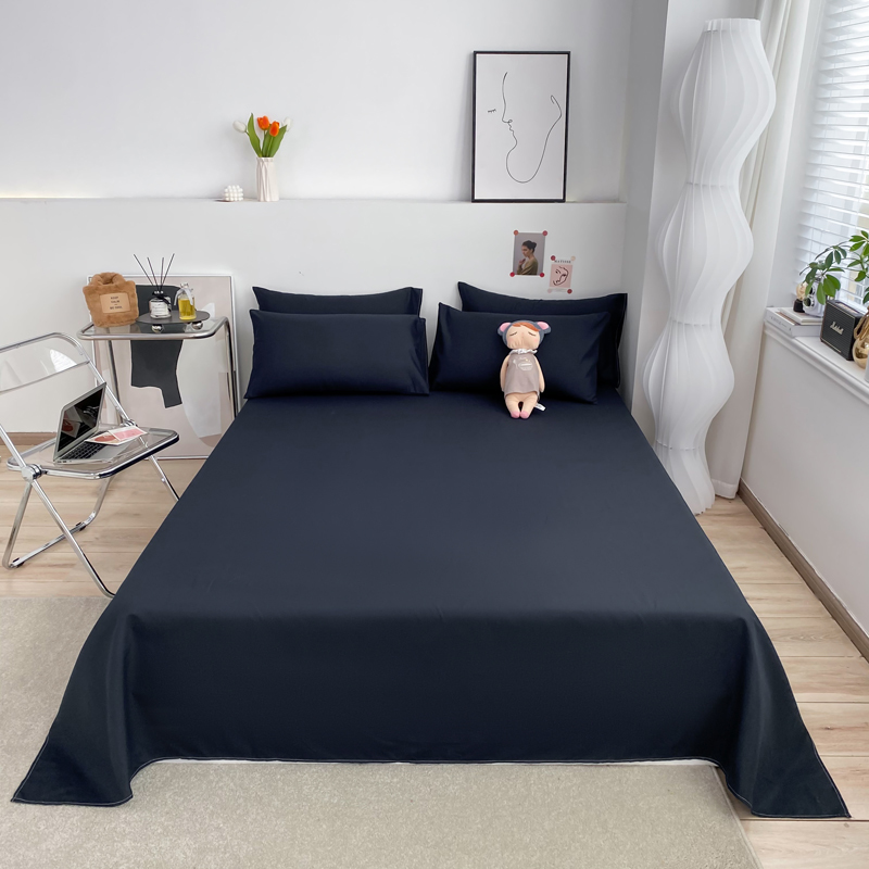 1 Chiếc Ga Trải Giường Màu Trơn 100% Cotton Cho Người Lớn Trẻ Em Ga Trải Giường Đơn Giường Đôi Phẳng (Không Có Vỏ Gối)