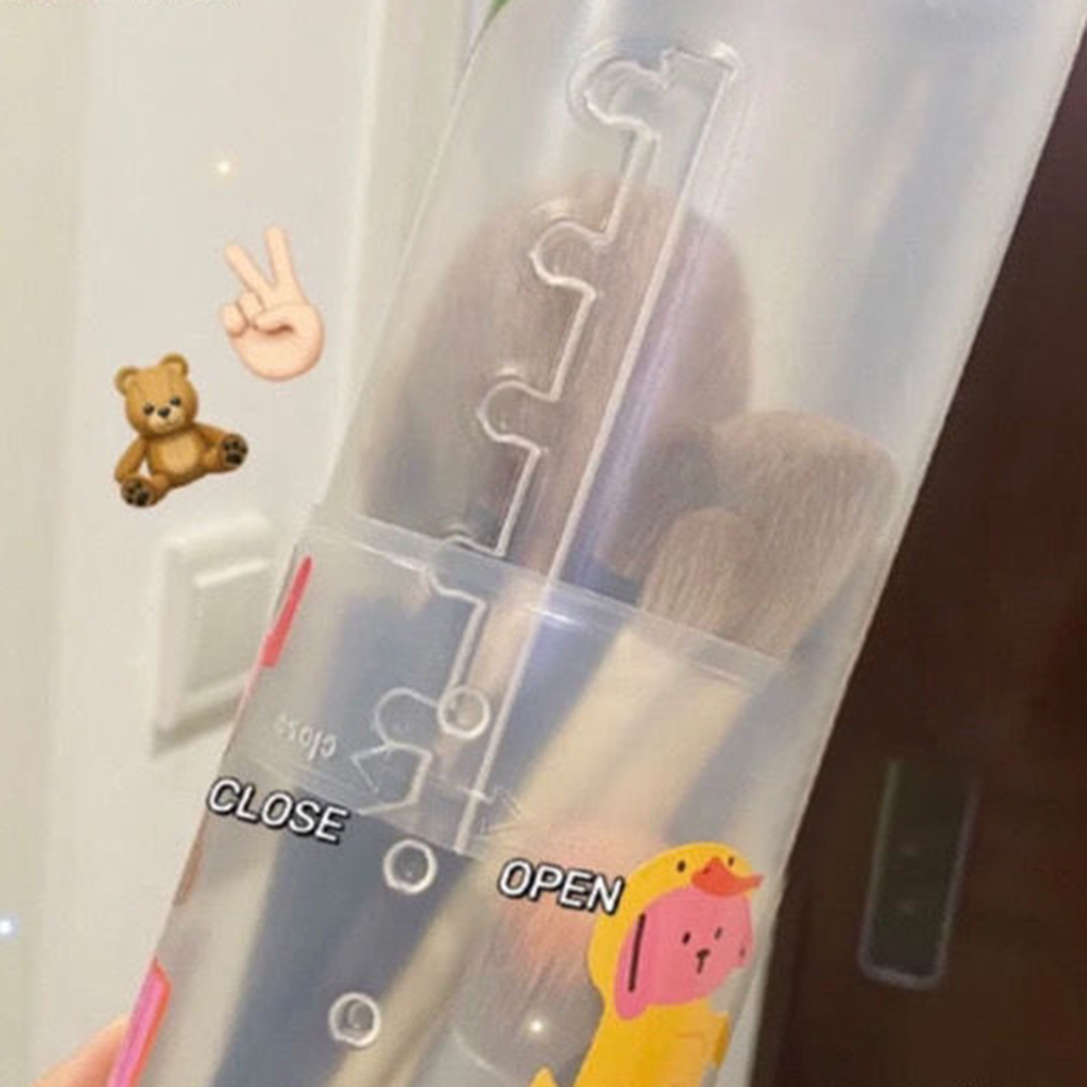 sanhe 1pcs Transparent PVC Dustproof Storage Box Adjustable Height Makeup Brush Box with Lid